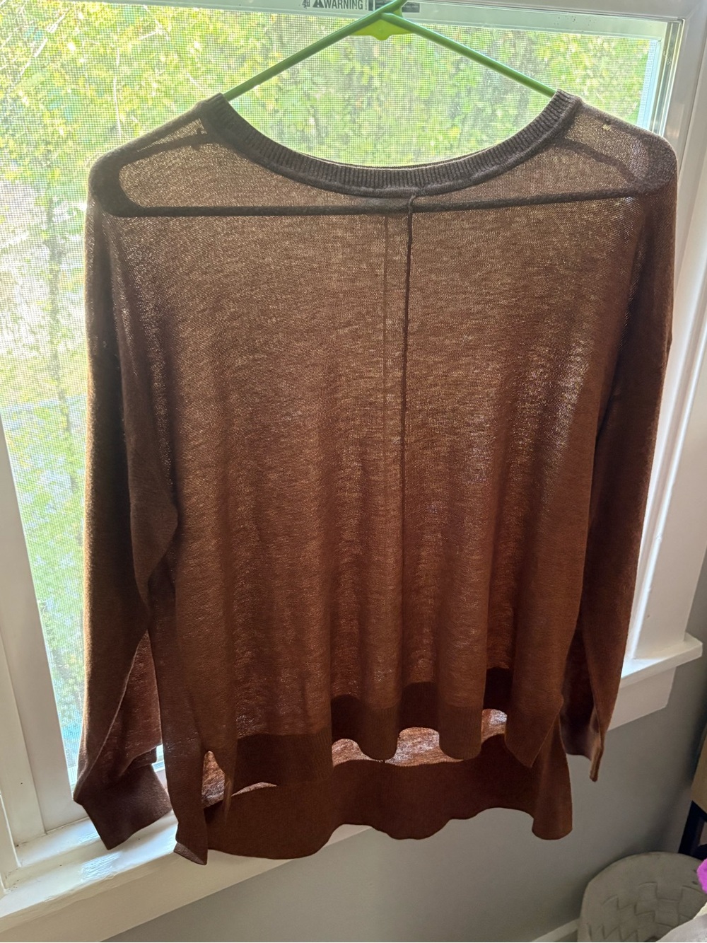 H&M Brown Lightweight Sheer Knit Long-Sleeve Top